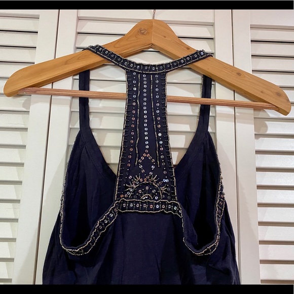 Navy Blue Summer Dress w/Sequin Embellishments - Picture 4 of 4